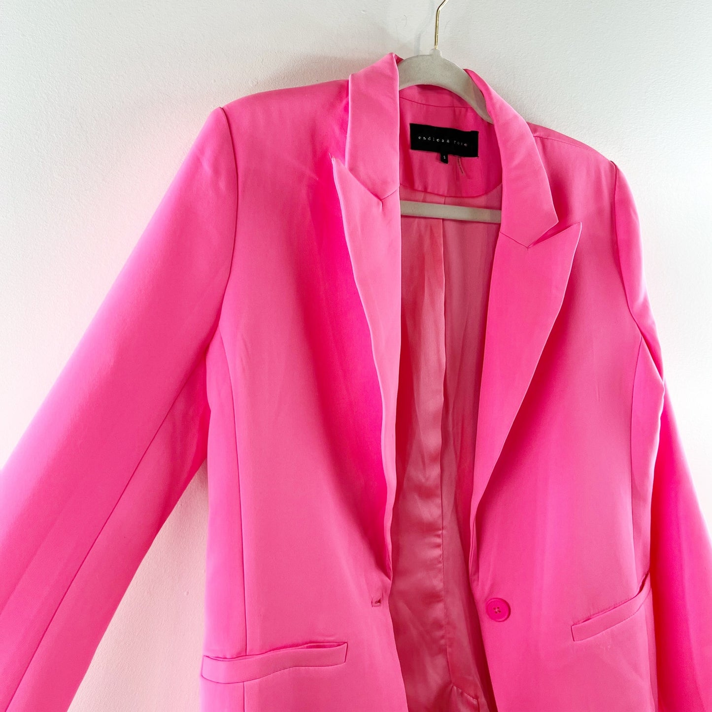 Endless Rose Oversized Single Breasted Boyfriend Blazer Hot Pink Small