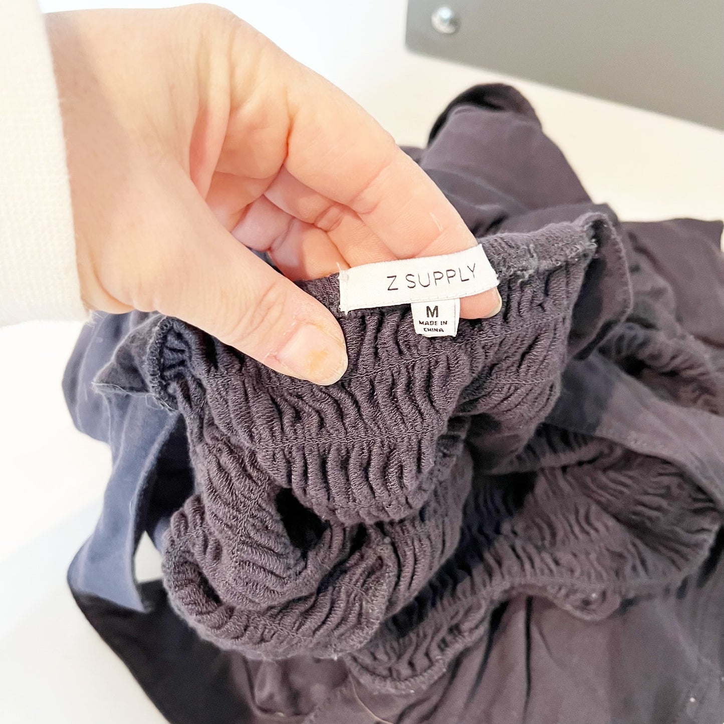 Z Supply Sleeveless Smocked Sleeveless Cropped Wide Leg Jumpsuit Blue Medium