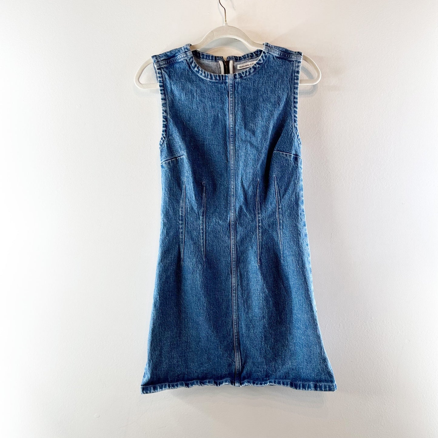 Abercrombie & Fitch Sleeveless Shell Denim Mini Shift Dress Blue Small
