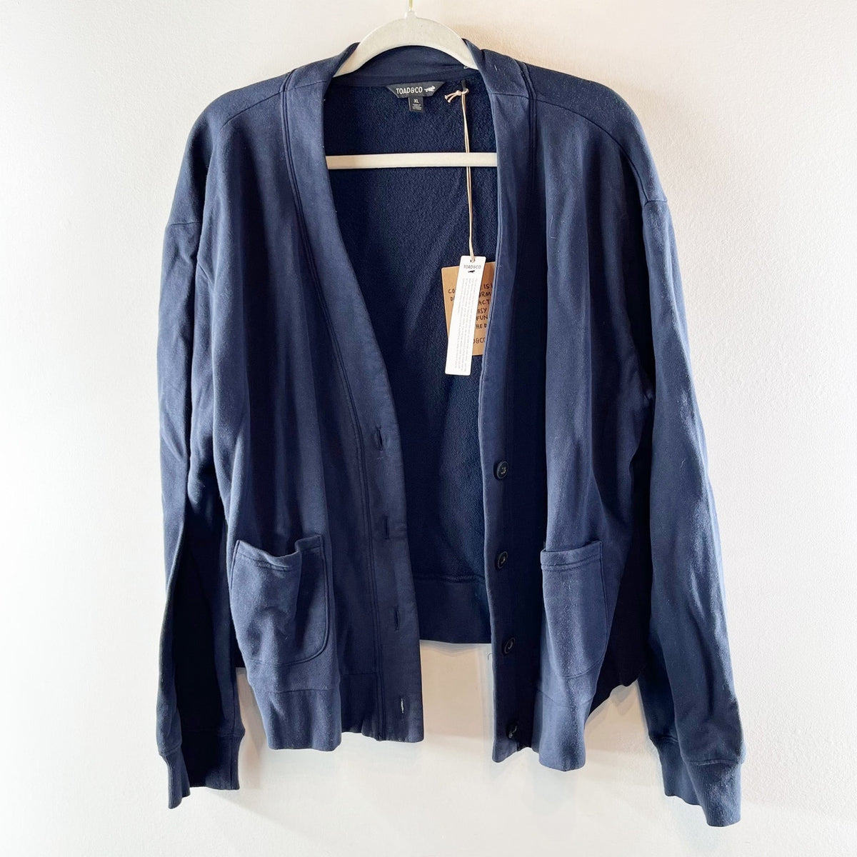 Toad & Co. Hemp Daybreaker Long Sleeve V-Neck Sweater Cardigan Big Sky Blue XL
