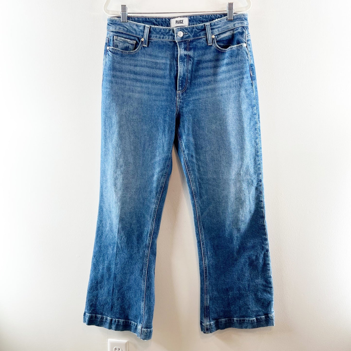 Paige Leenah Mid Rise Wide Leg Jeans in Wings Blue Wash 31 / 12