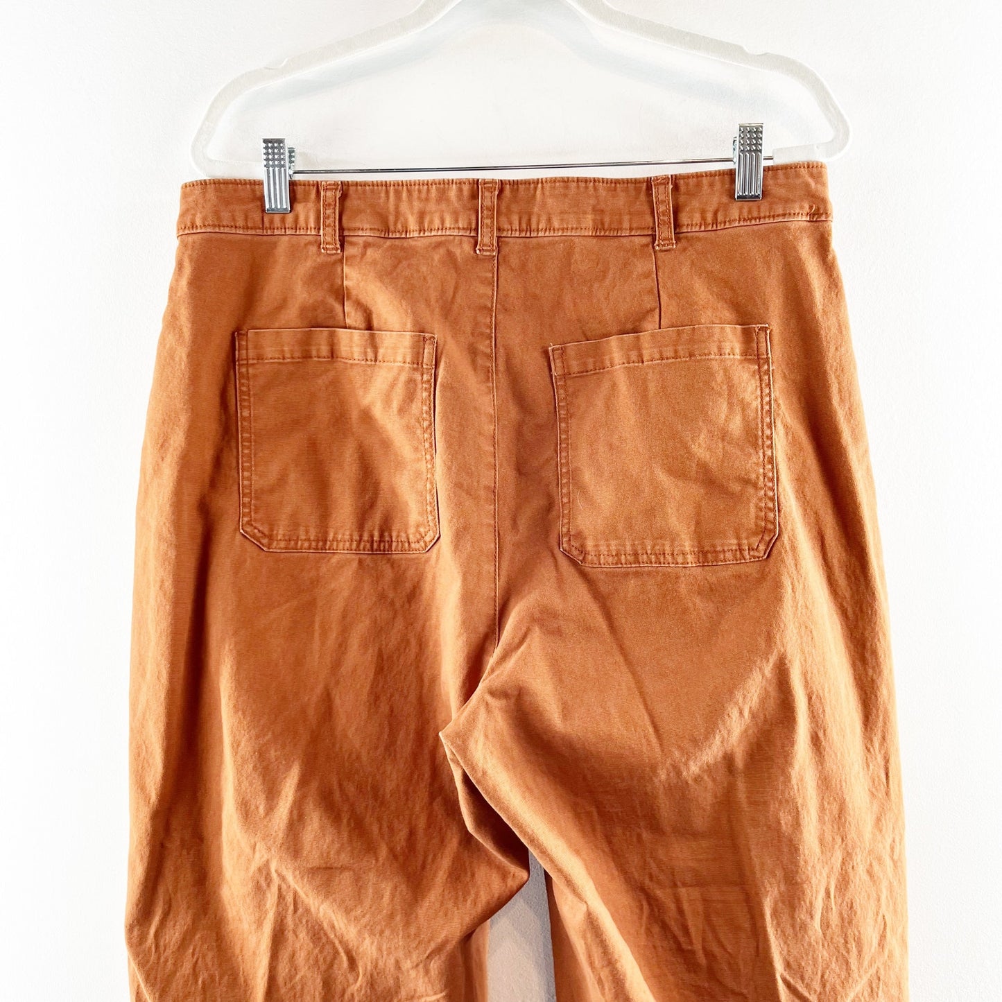 Old Navy High Rise Wide Leg Cropped Chino Pants Copper Penny Brown 14 Tall