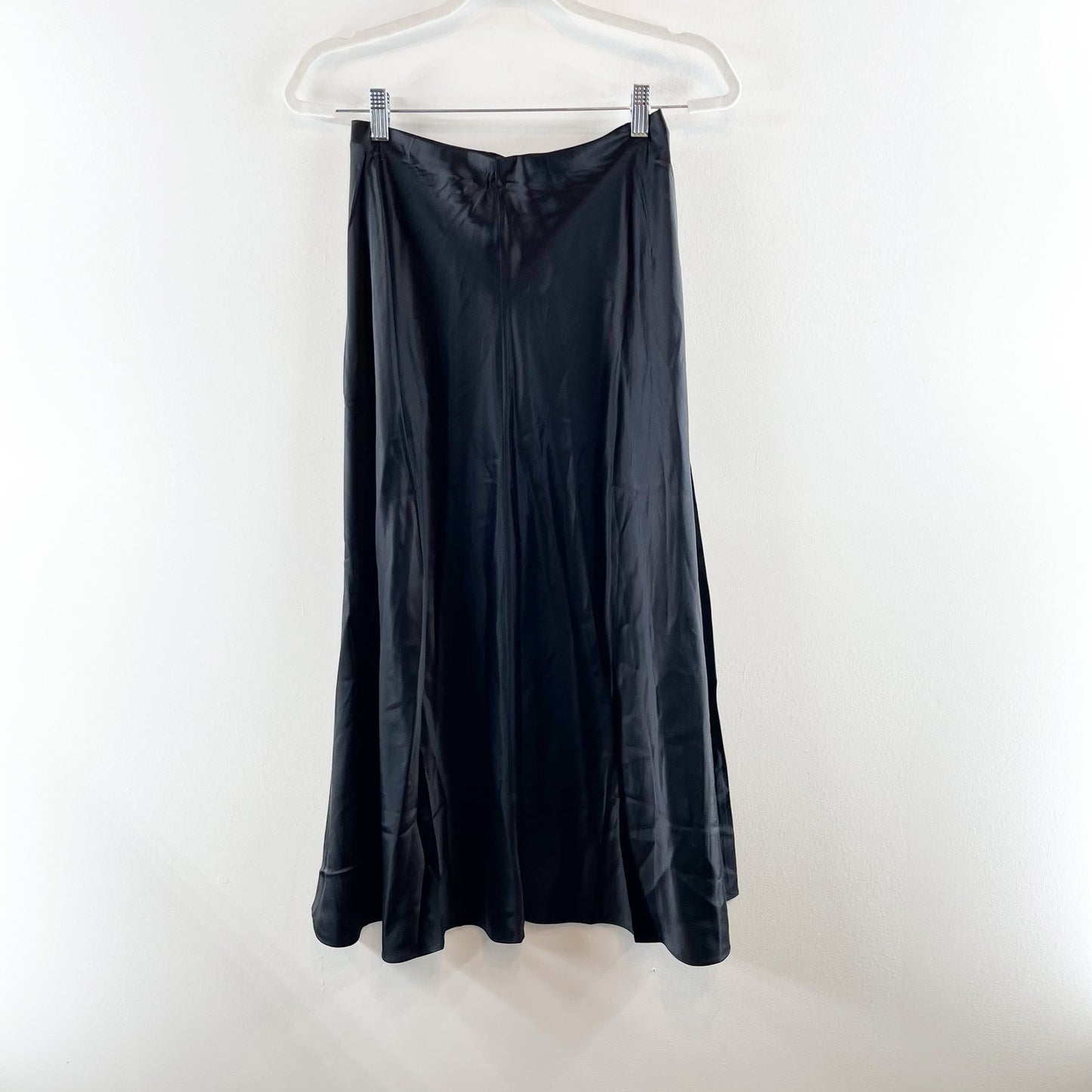 Banana Republic Silk Bias Cut A-Line Slip Midi Skirt Black Petite XS