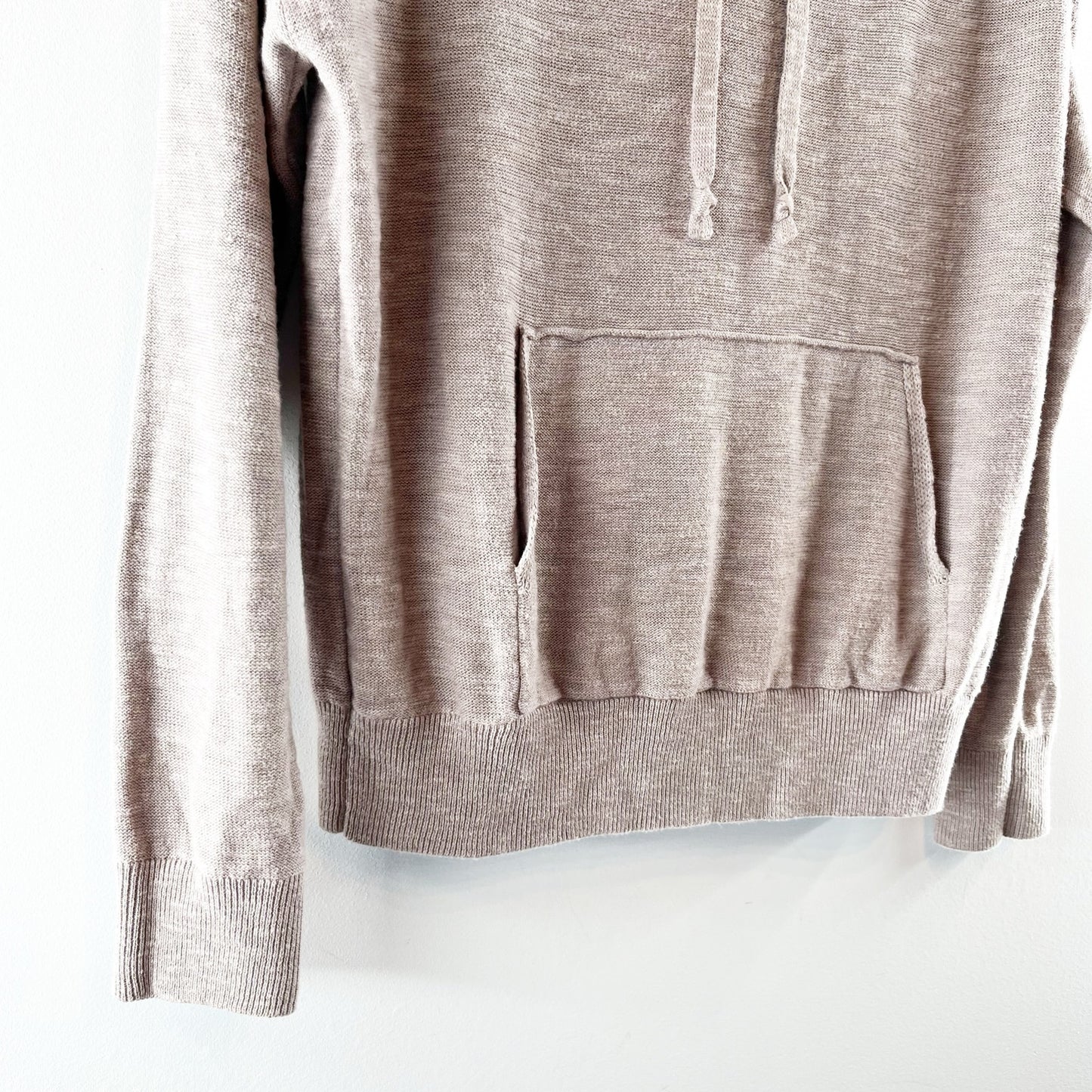 Roan + Ryan Corinne Shoulder Cut Out Hoodie Sweater Sweatshirt Tan Beige XS