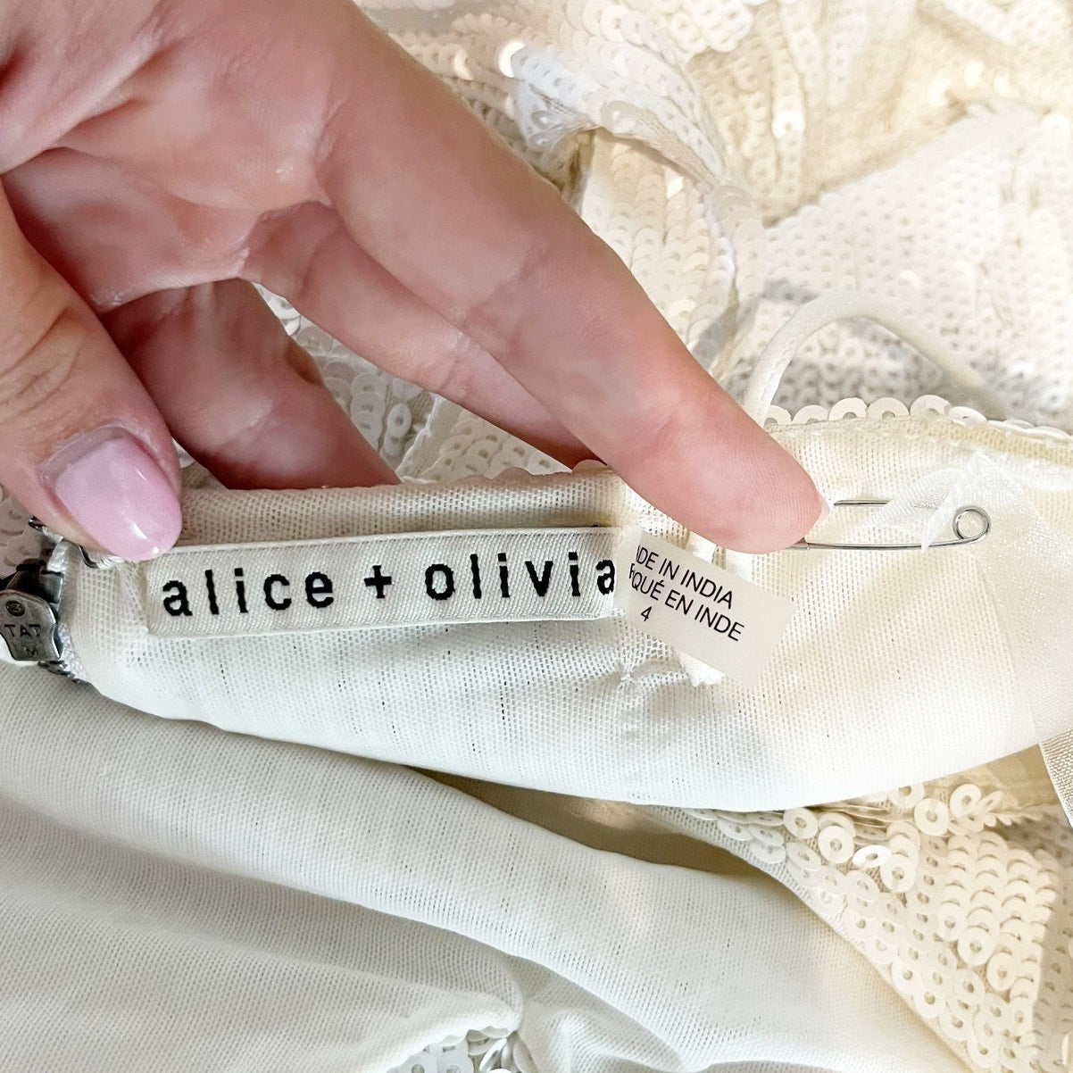 Alice + Olivia Valli Cutout Sequined Mesh Mini Dress White 4