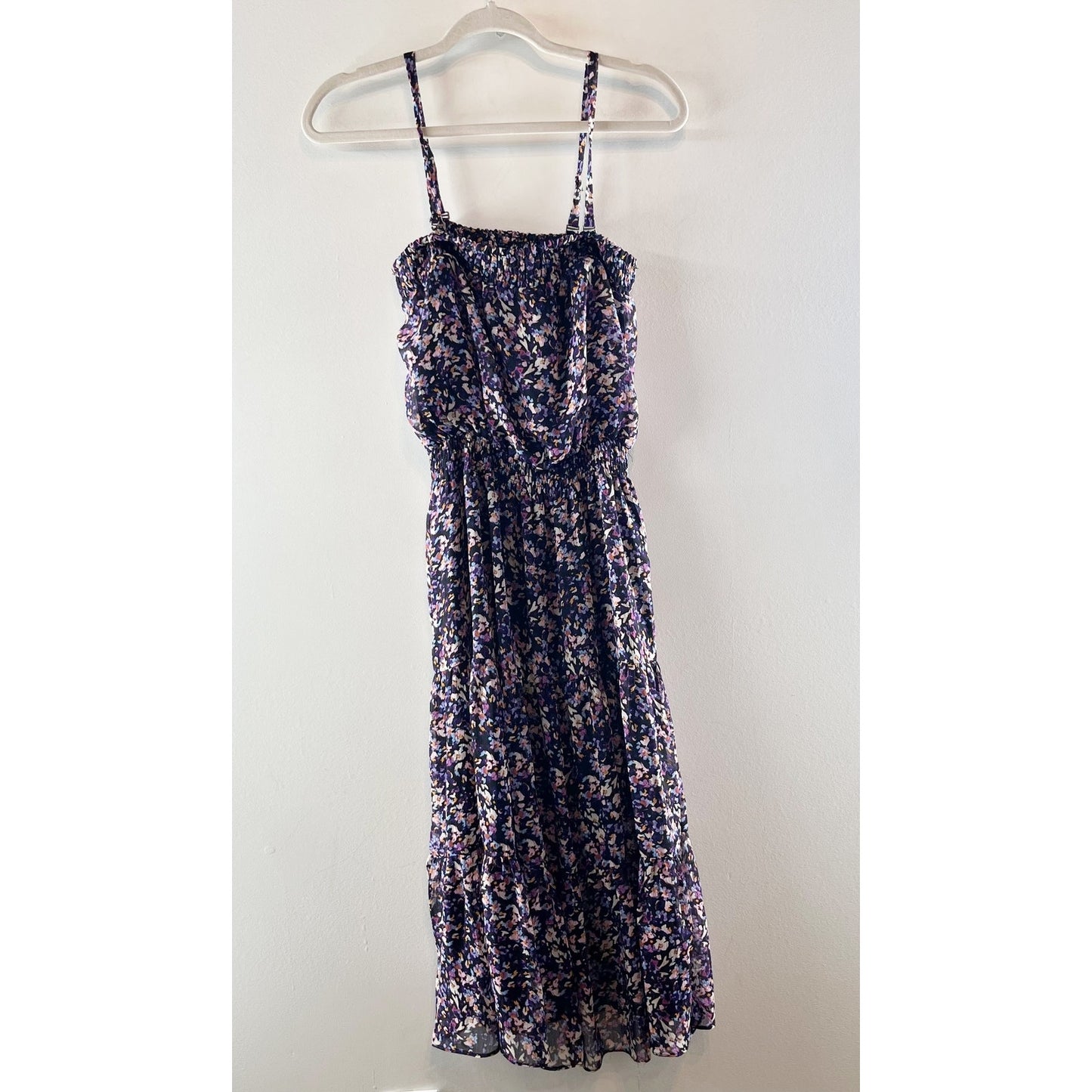 Evereve Fiona Square Neck Floral Sleeveless Maxi Dress Purple XS