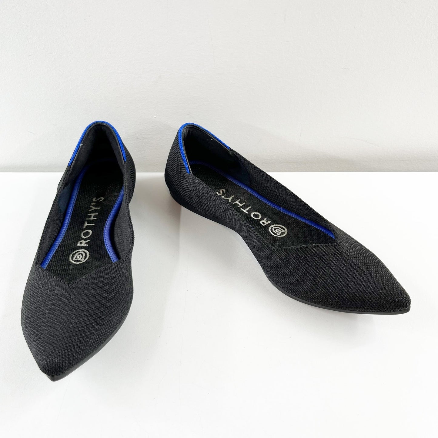 Rothy's Comfortable Soft Flexible The Point Slip On Knit Flats Black Solid 6.5