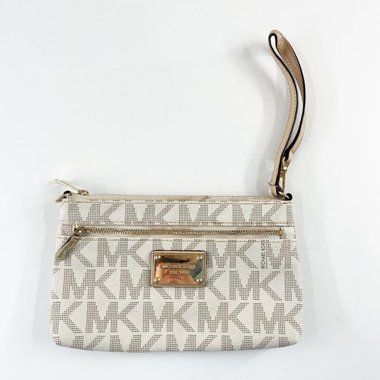 Michael Kors Jet Set Signature Logo Wristlet Wallet Cream Tan Neutral