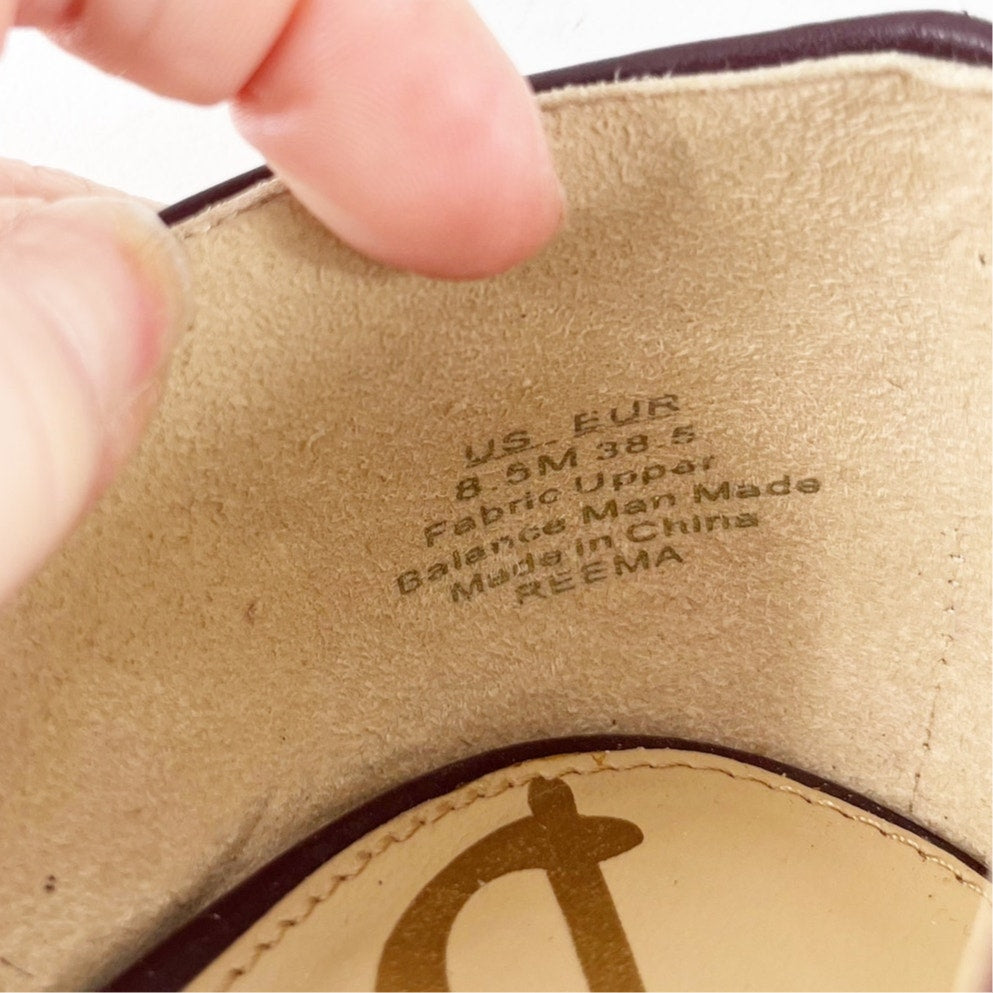 Sam Edelman Dorsay Reema Velvet Pointed Toe Flats Shoes Burgundy Maroon 8.5