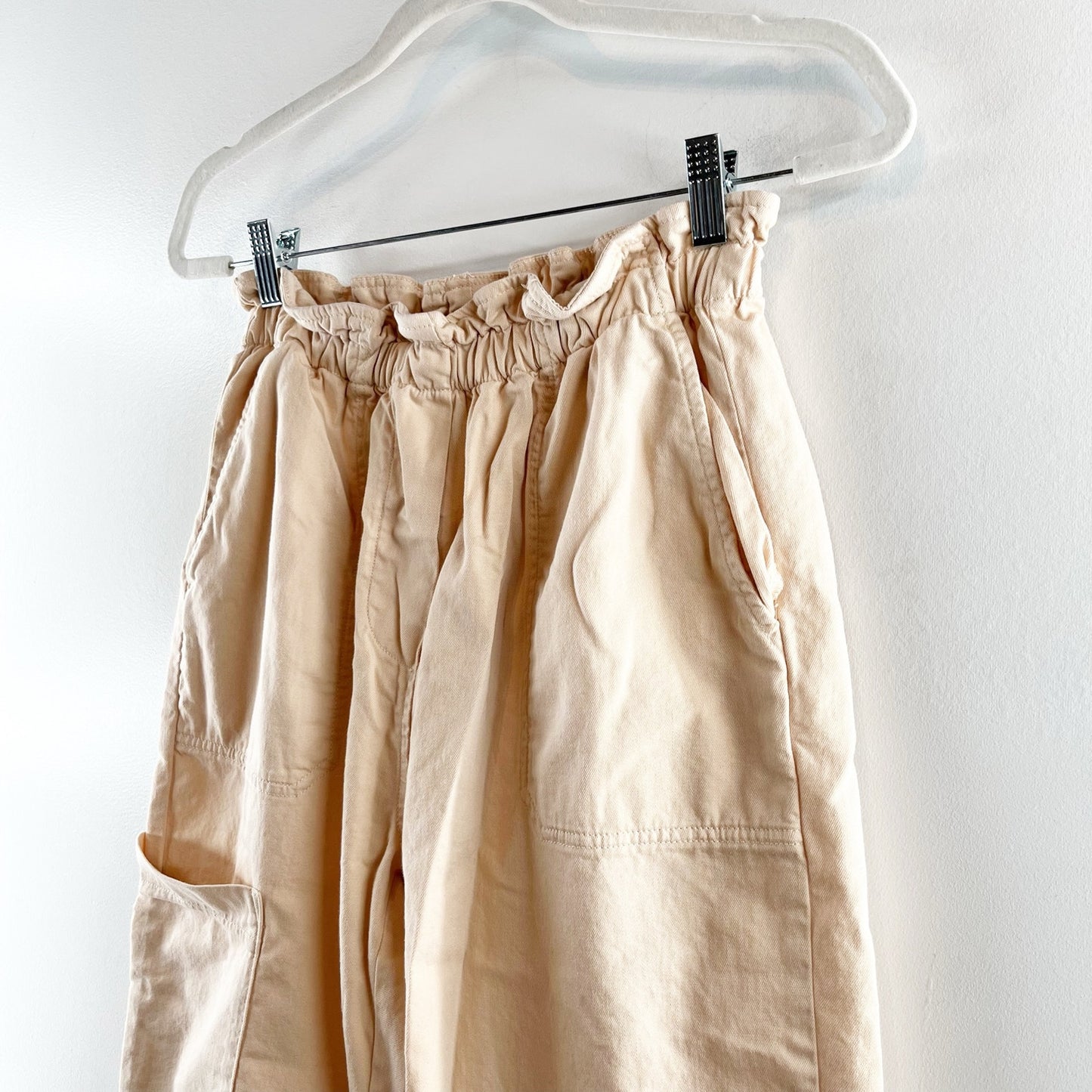 Anthropologie High Rise Paperbag Cropped Utility Pants Tan Khaki XS