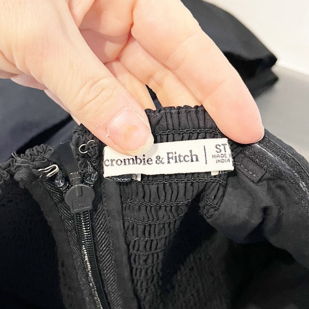 Abercrombie Strapless Emerson Poplin Midi Dress Black Small Tall