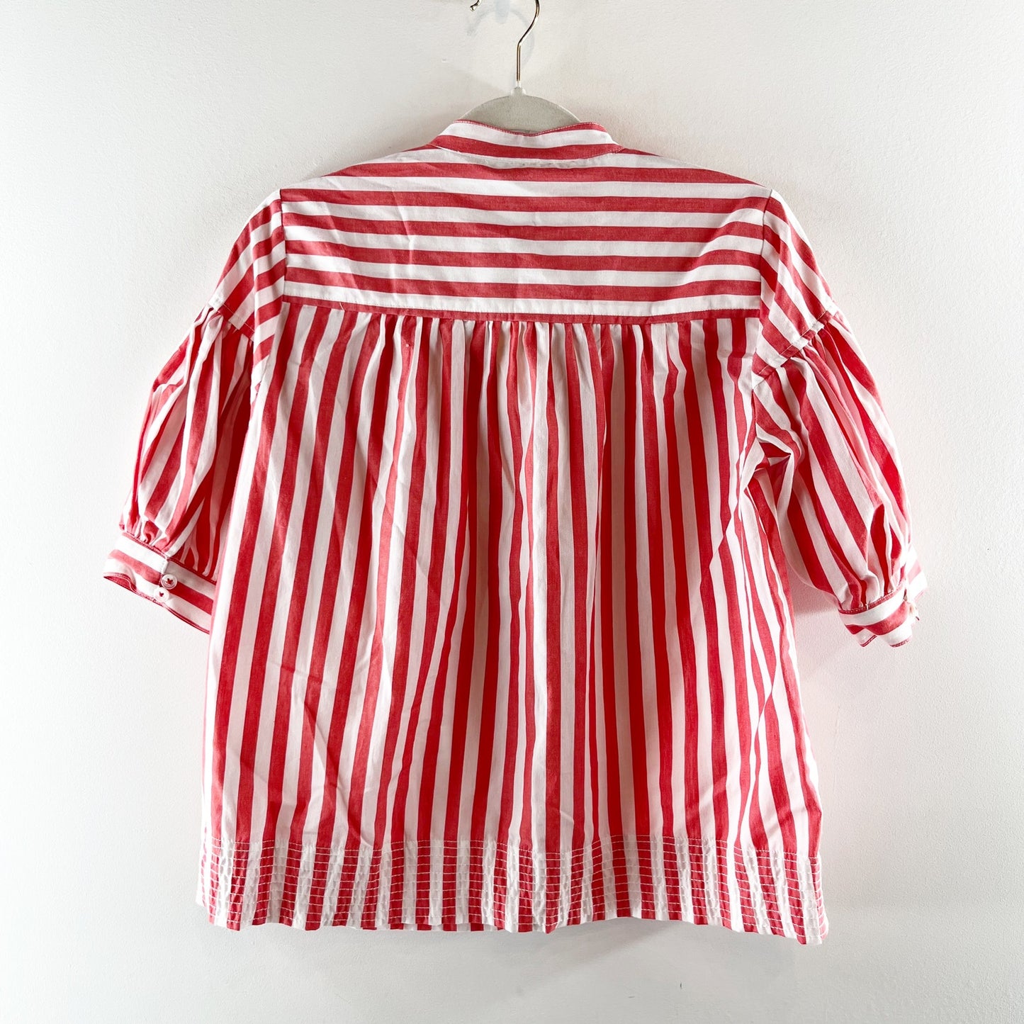 Anthropologie The Darcey Popover Poplin Cotton Swing Top Blouse Red XS