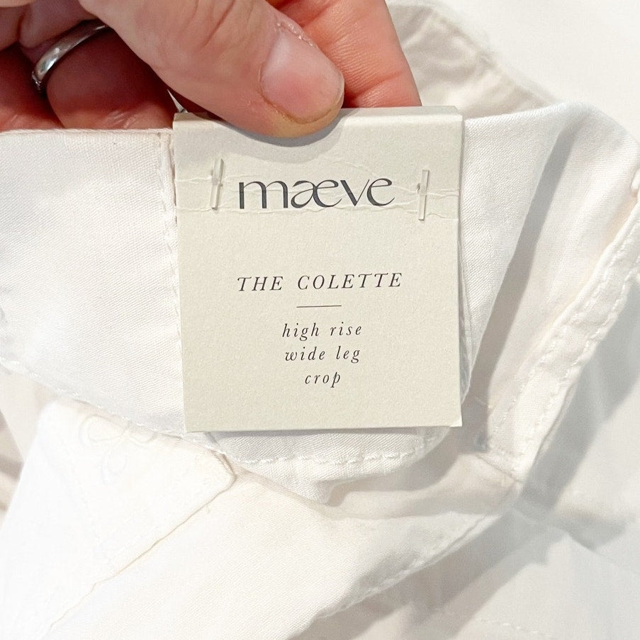 Maeve by Anthropologie The Colette High Rise Wide Leg Cropped Pants White 26