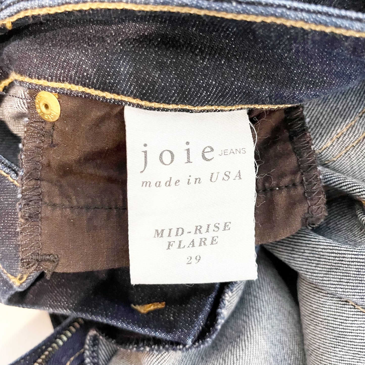 Joie Ravine Mid Rise Whiskered Denim Flare Leg Jeans Blue 29 / 8