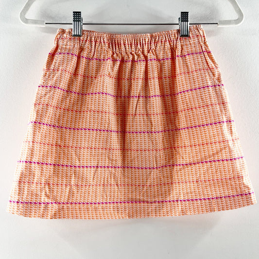 Vineyard Vines Whale Print Stripe Stretch A-Line Pull-On Mini Skirt Peach Medium