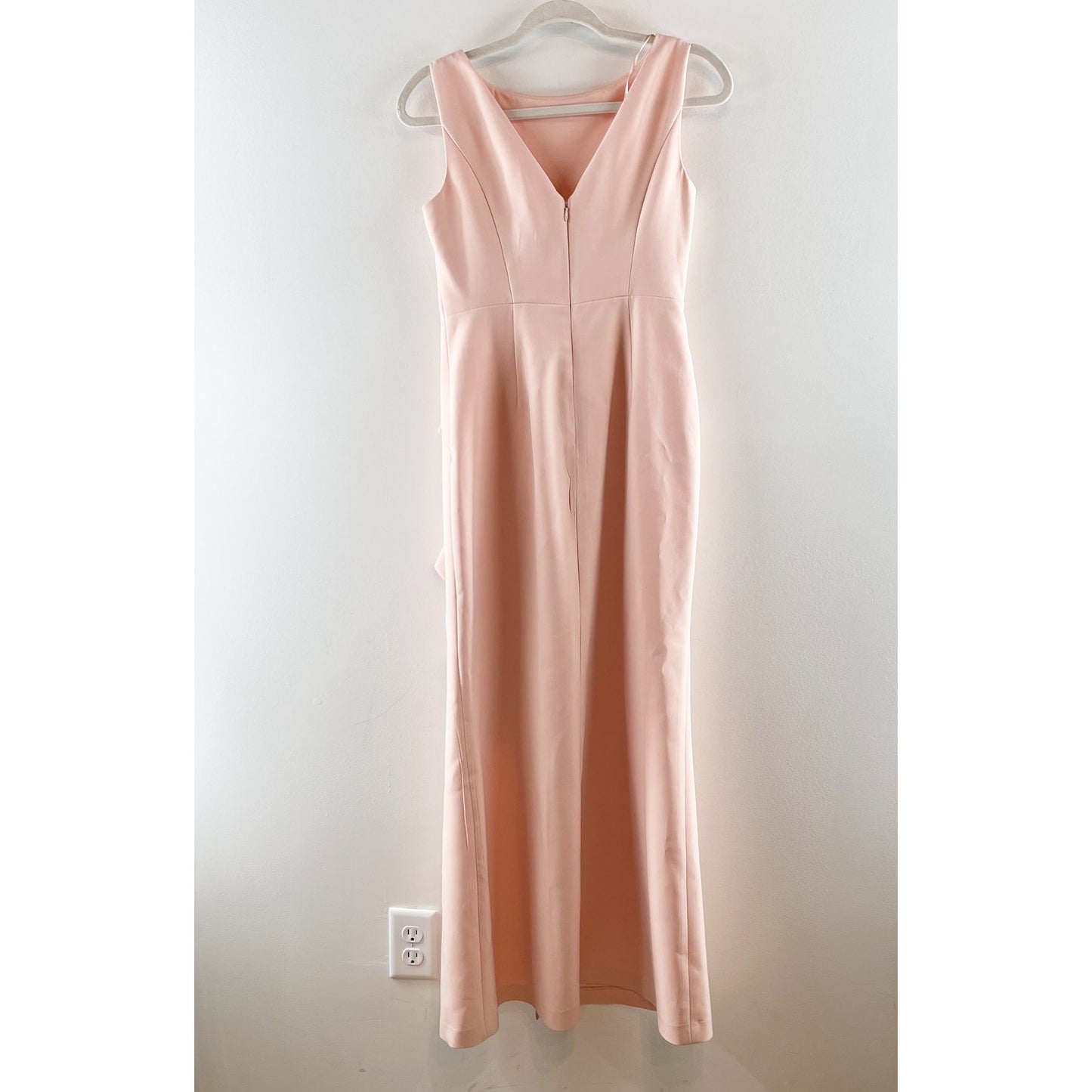 Eliza J Sleeveless Ruffle Front Maxi Gown Dress Blush Pink 4 Petite