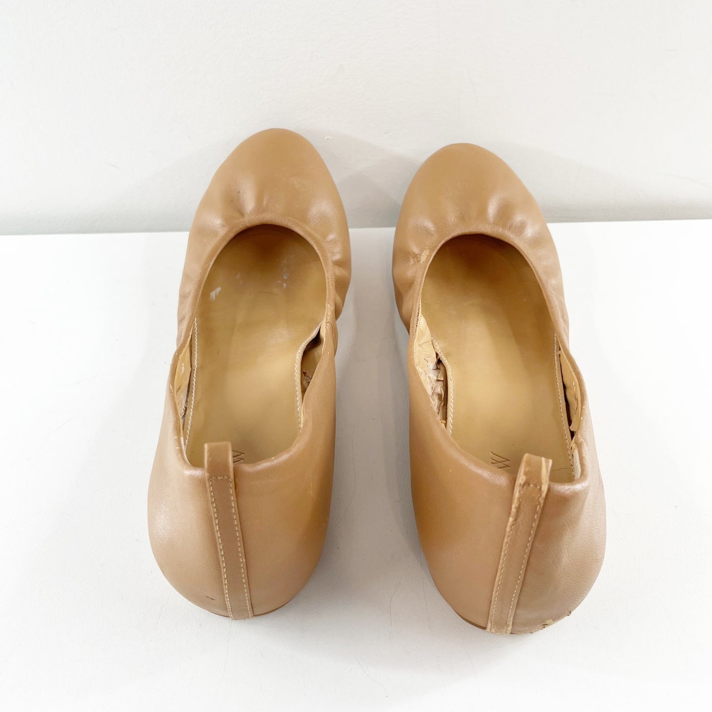J. Crew Anya Leather Round Toe Ballet Flats Tan Beige 9.5