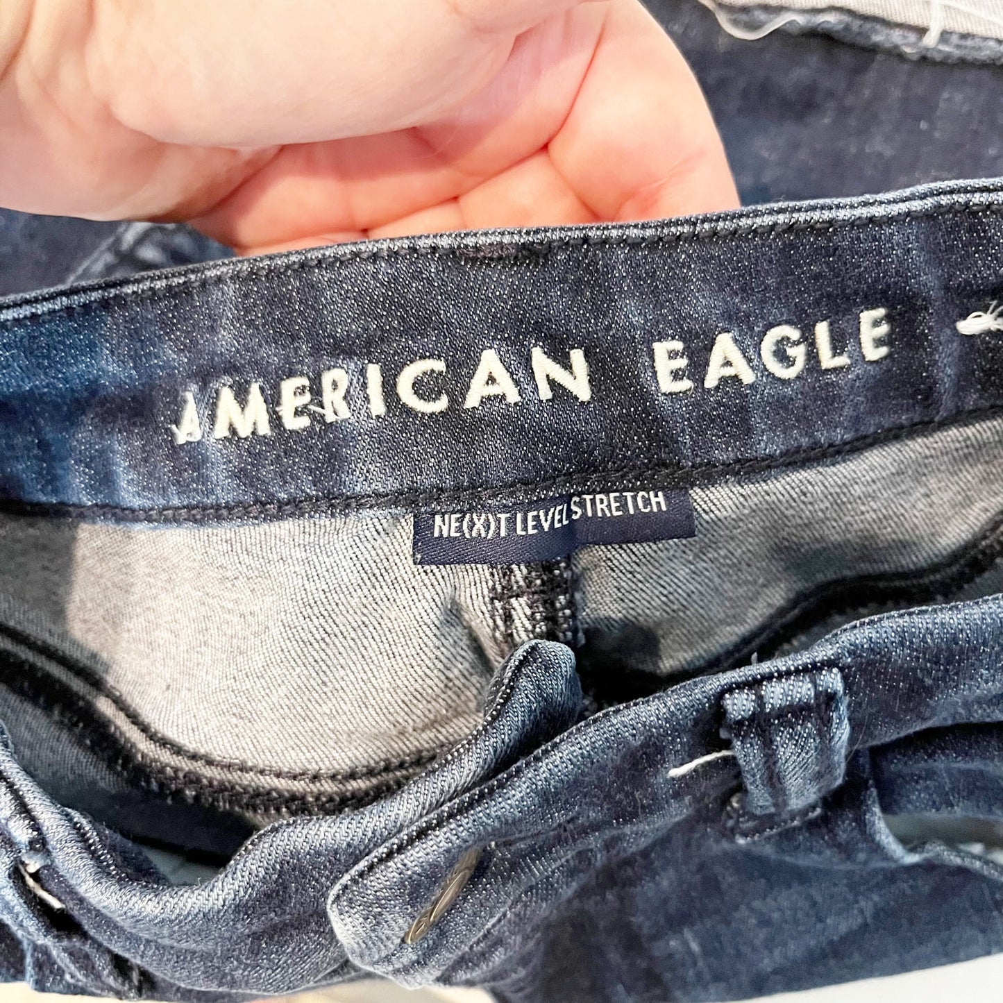 American Eagle Curvy Super High Rise Shortie Jean Denim Shorts Blue 8