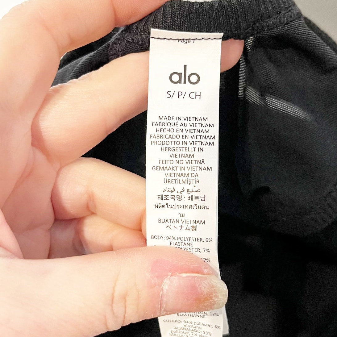 Alo Mesh Front Runner Longline Tank Top Black Small