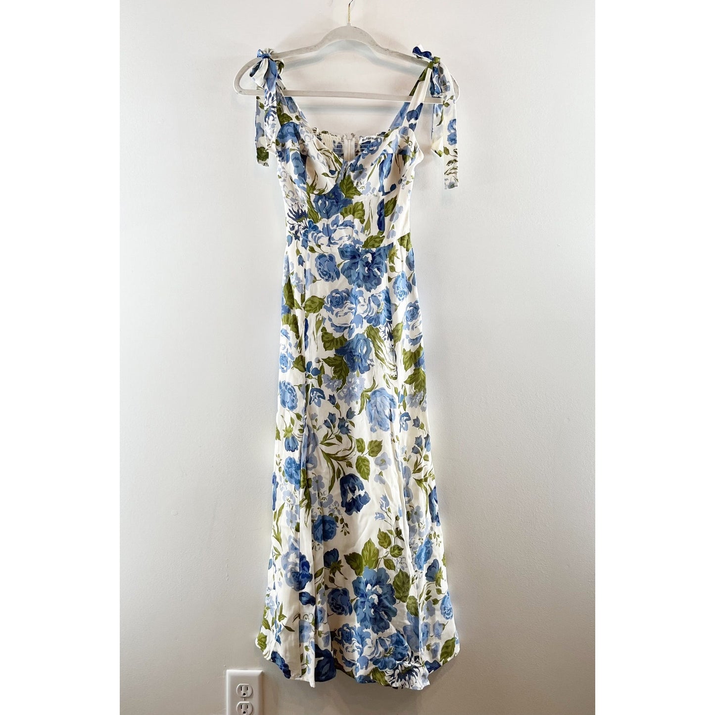 Reformation Nadira Floral Tie Shoulder Smocked Fit & Flare Midi Dress Lucca 2