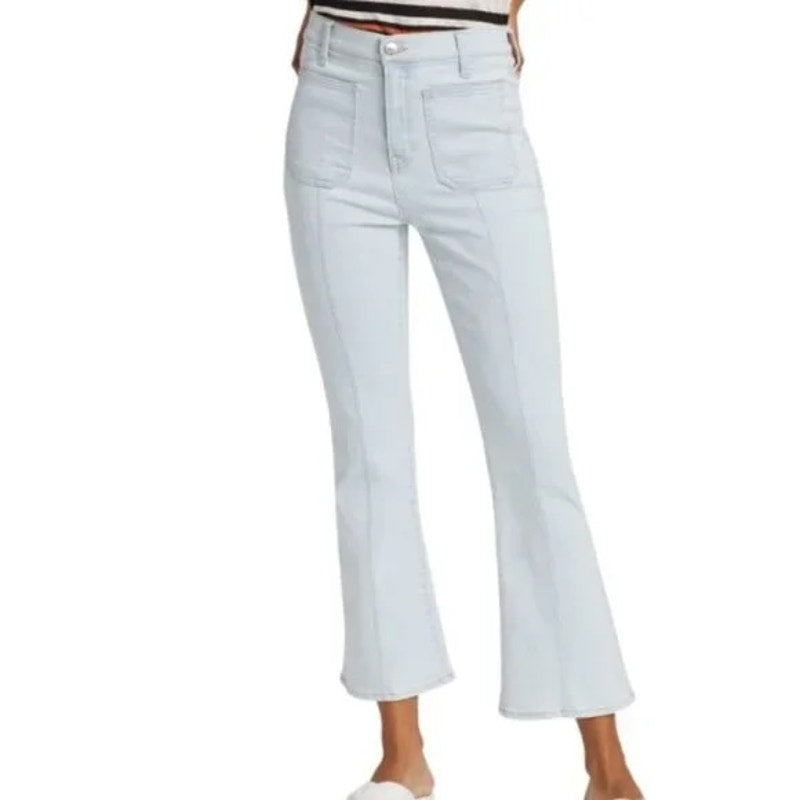 Veronica Beard Carson High Rise Ankle Flare Jeans Light Aspen Wash Blue 27