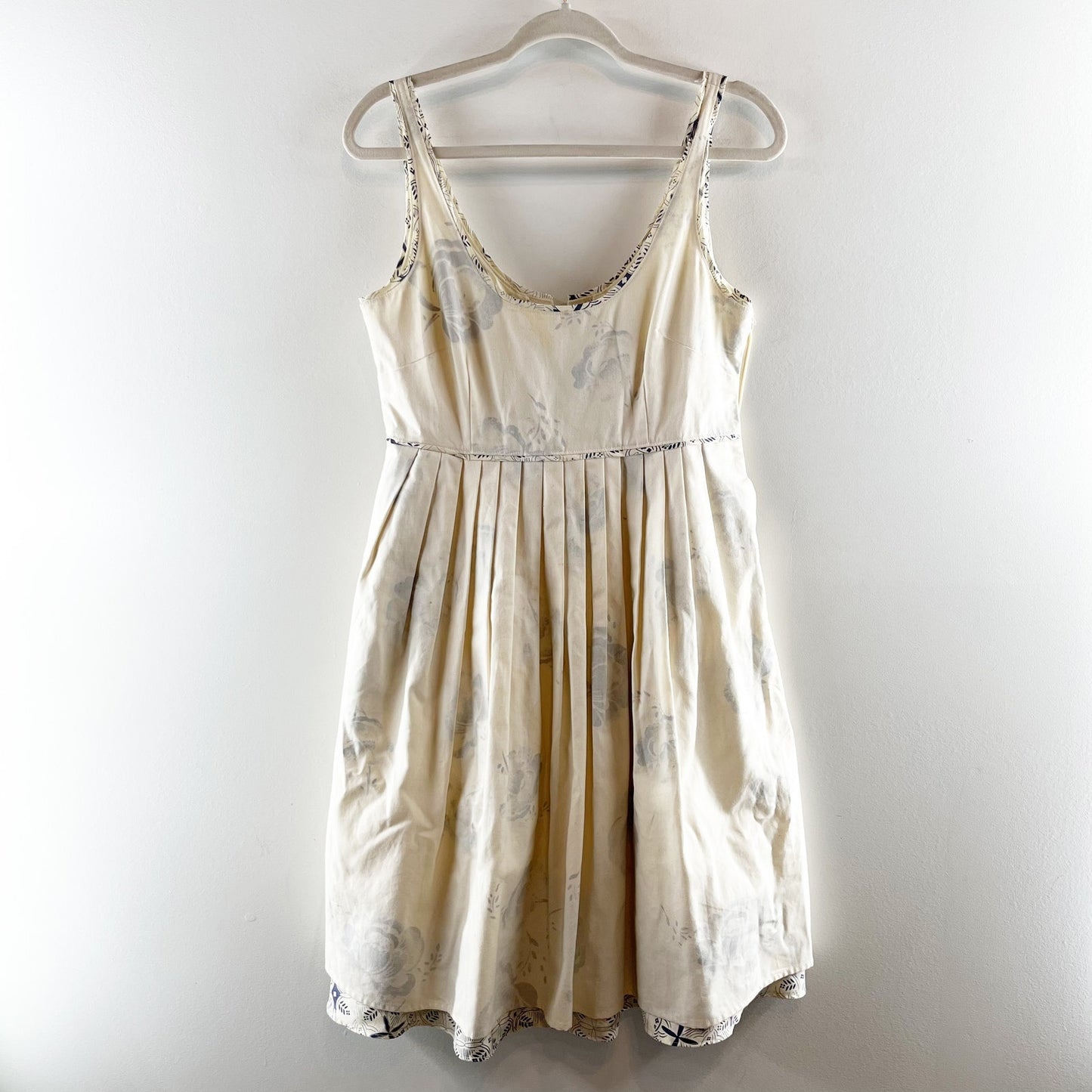 Anthropologie Moulinette Soeurs Floral Cotton Fit and Flare Mini Dress Cream 8