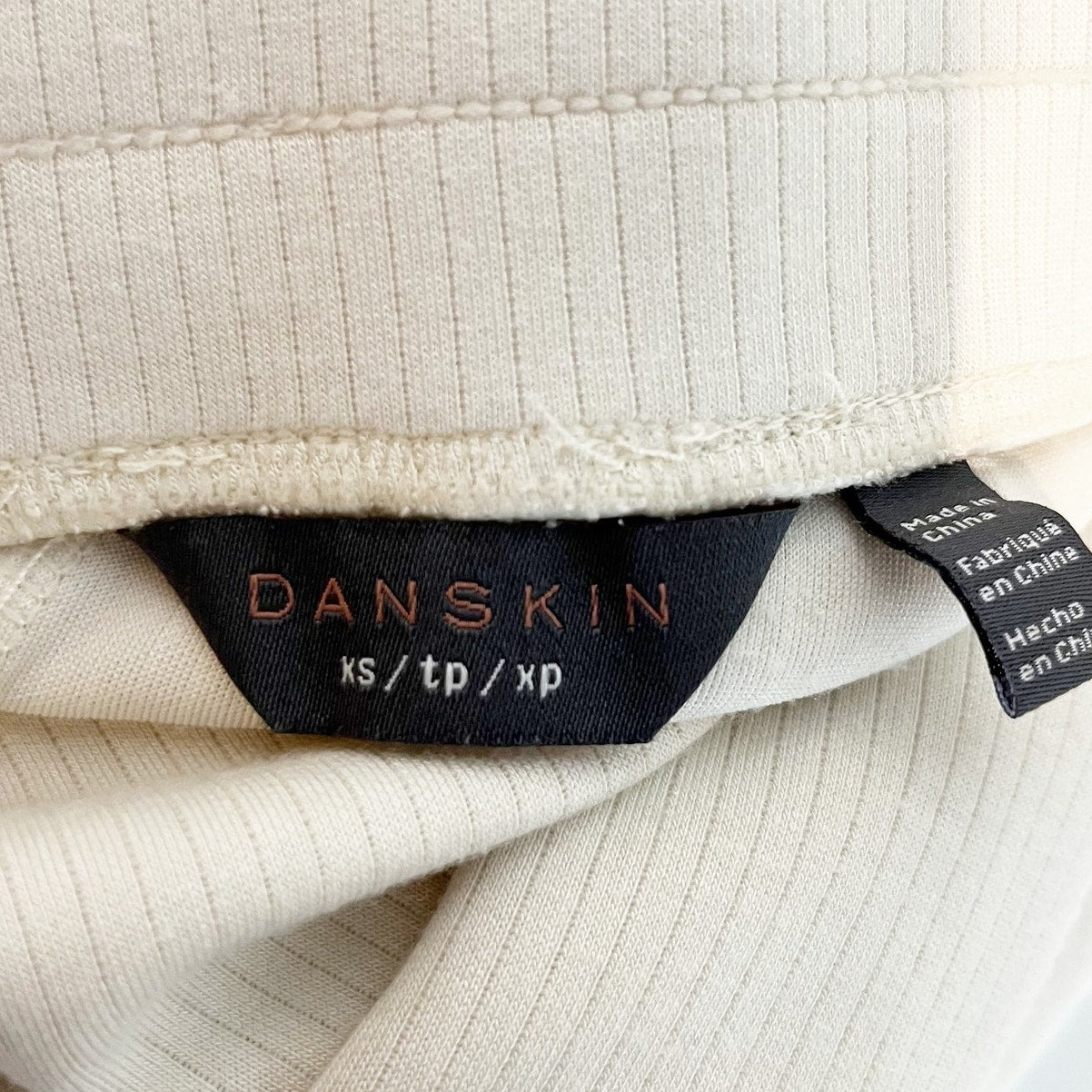 Danskin Ribbed Pullover Crewneck and Jogger Lounge Set Cream XS