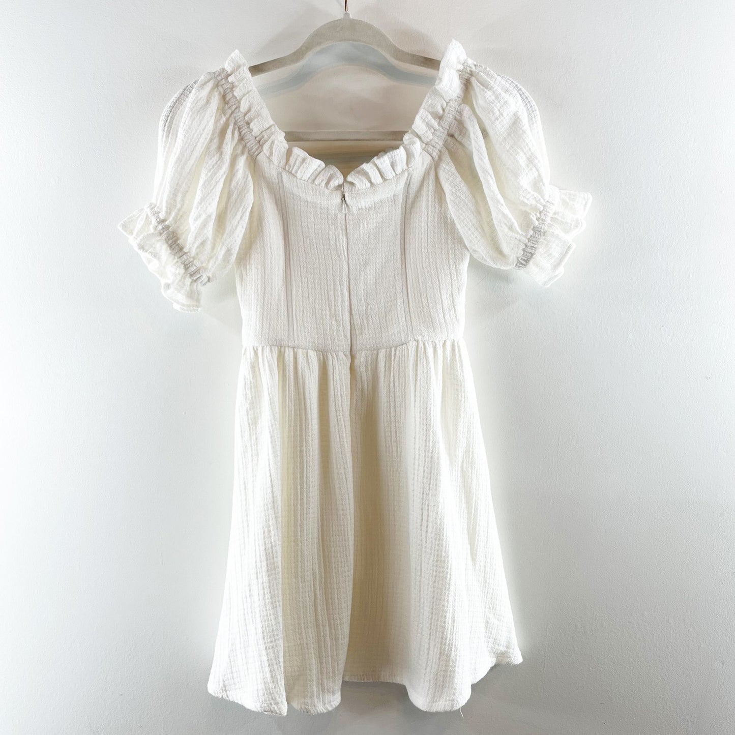 Sabo Skirt Meraki Cotton Off the Shoulder Ruffle Trim Mini Dress White XS 2