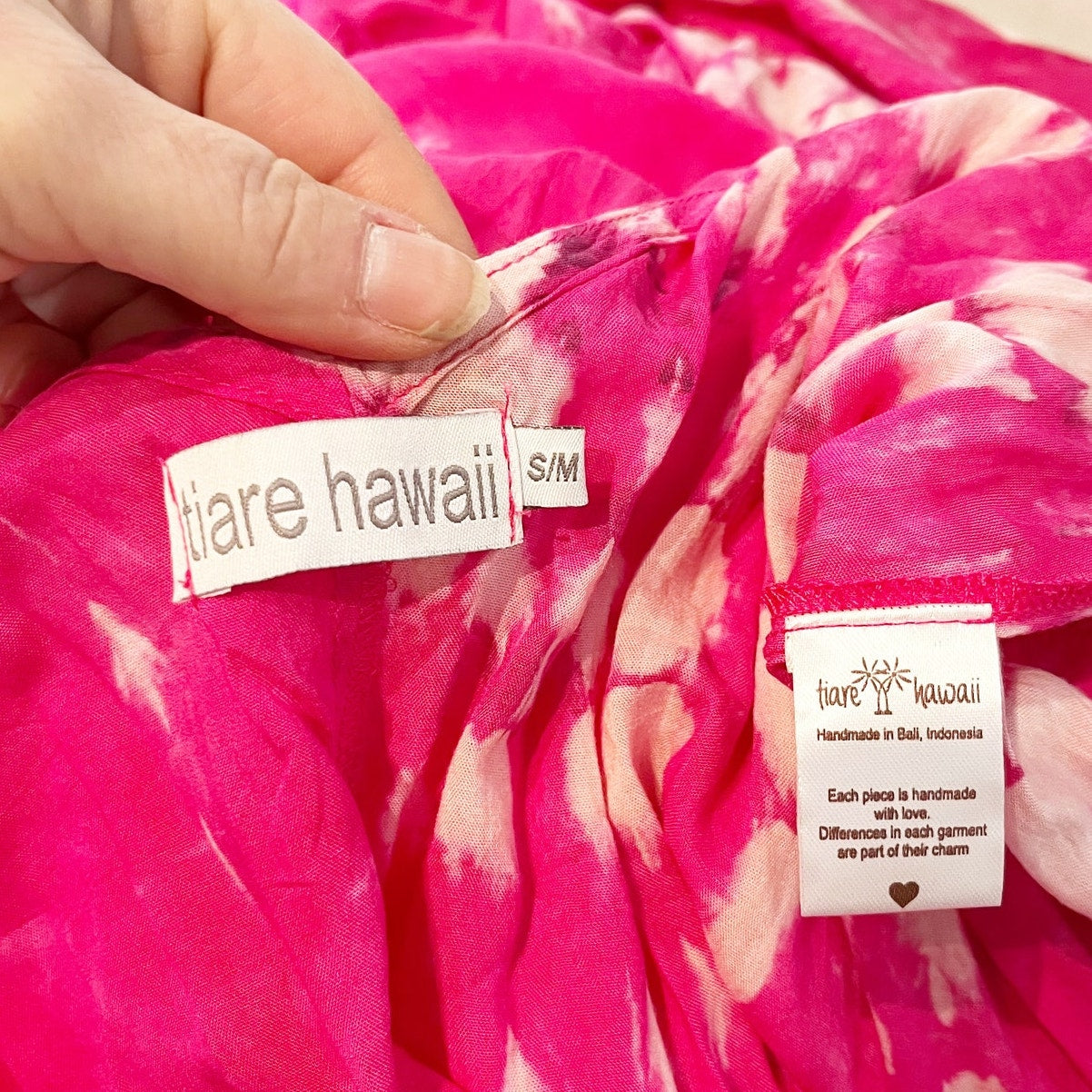Tiare Hawaii Day Dream Tie Dye Maxi Sun Dress in Fuchsia Stone Pink Small Medium