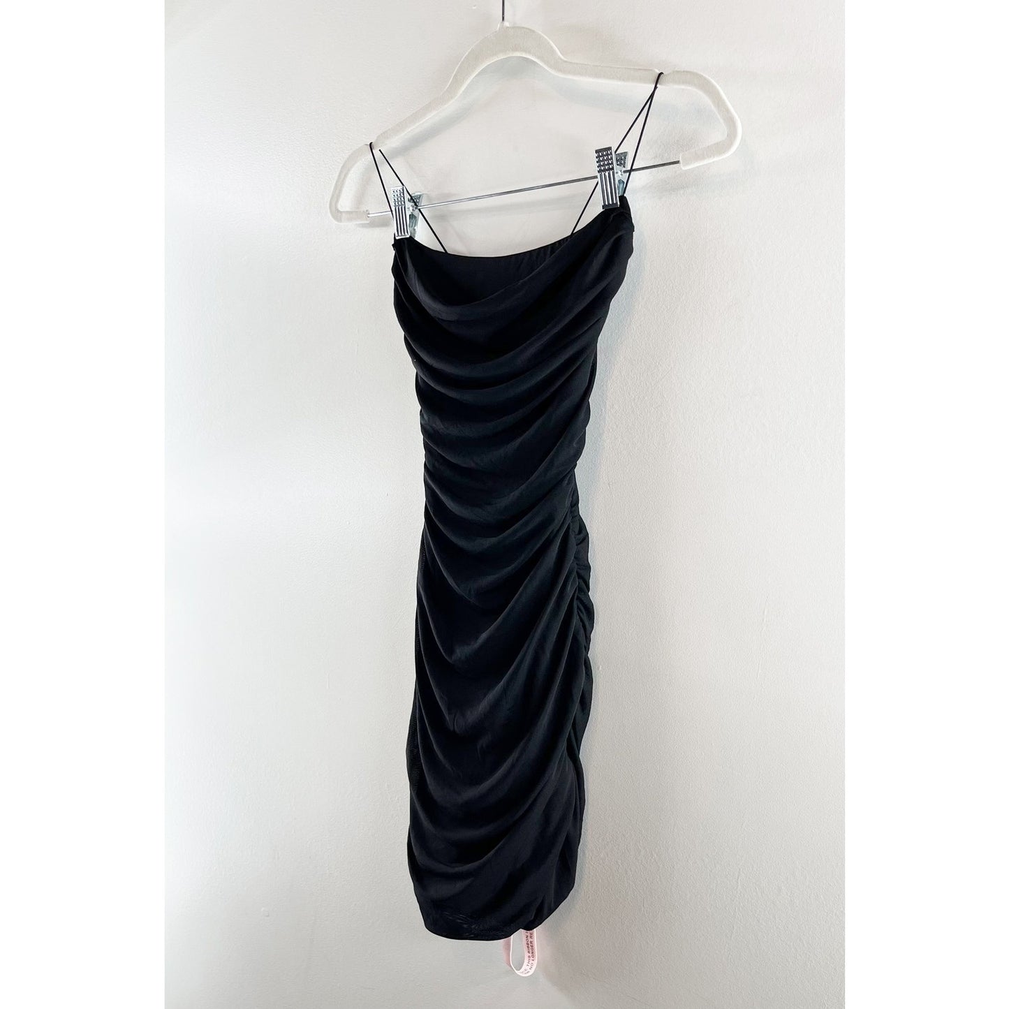 Oh Polly X Back Ruched Mini Dress Black 2