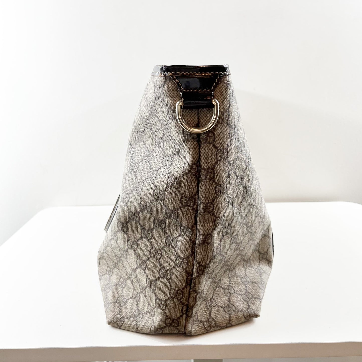 Gucci Joy GG Supreme Canvas Tote Bag Purse Tan Beige Brown