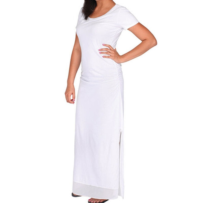 Tommy Bahama Short Sleeve Scoop Neck Slit Hem Maxi T-Shirt Dress White XS