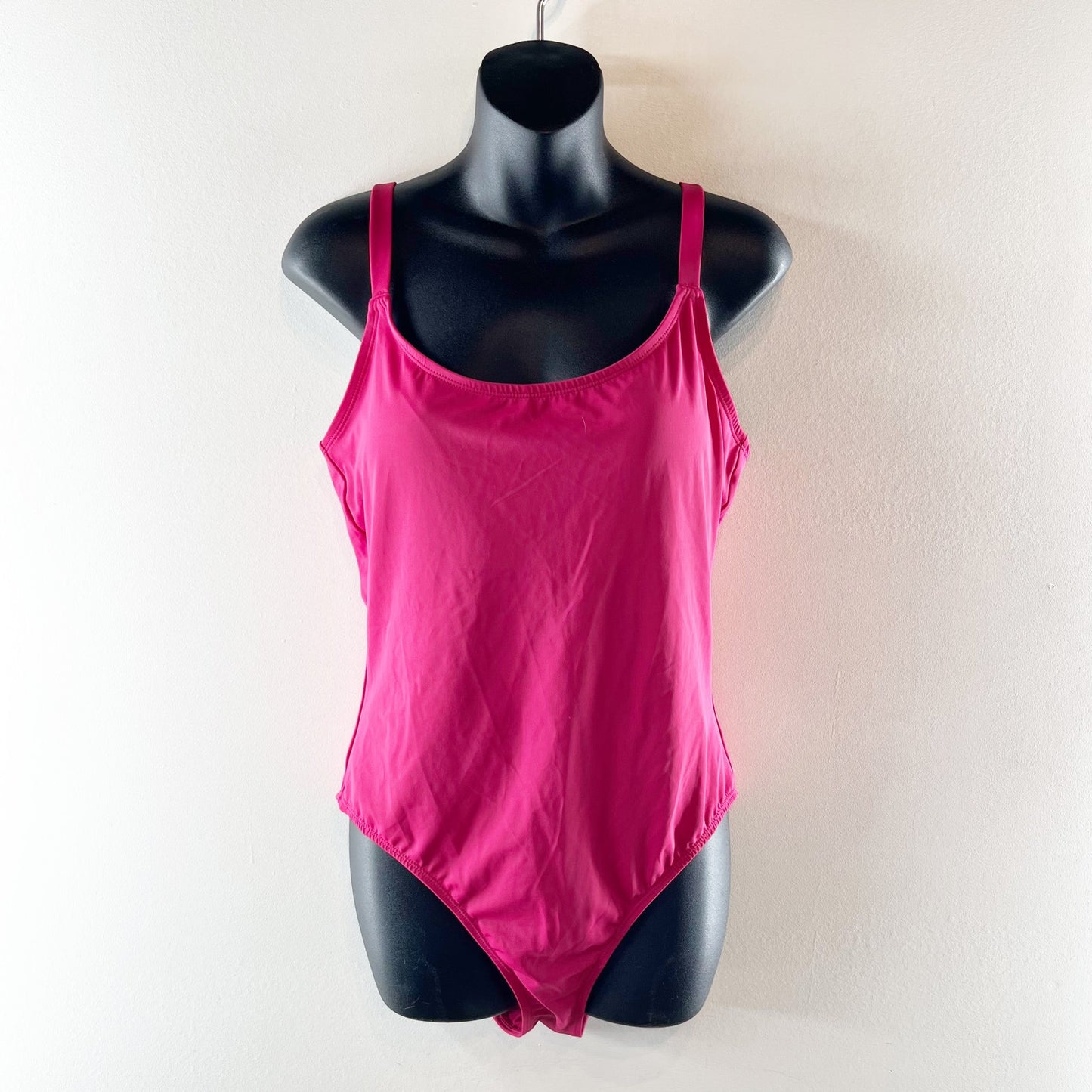 Andie Swim One Piece Scoop Back Adjustable Straps Swimsuit Pink Large