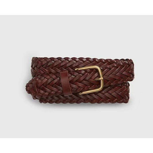 J. Crew Genuine Leather Braided Skinny Adjustable Waist Belt Brown XS / S