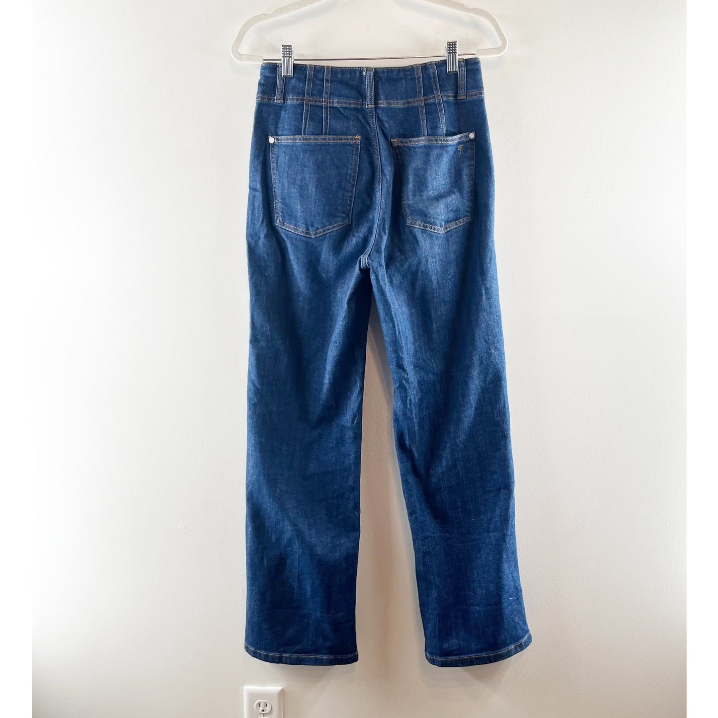 Pilcro Anthropologie High Rise Straight Leg Trouser Jeans Dark Wash Blue 27