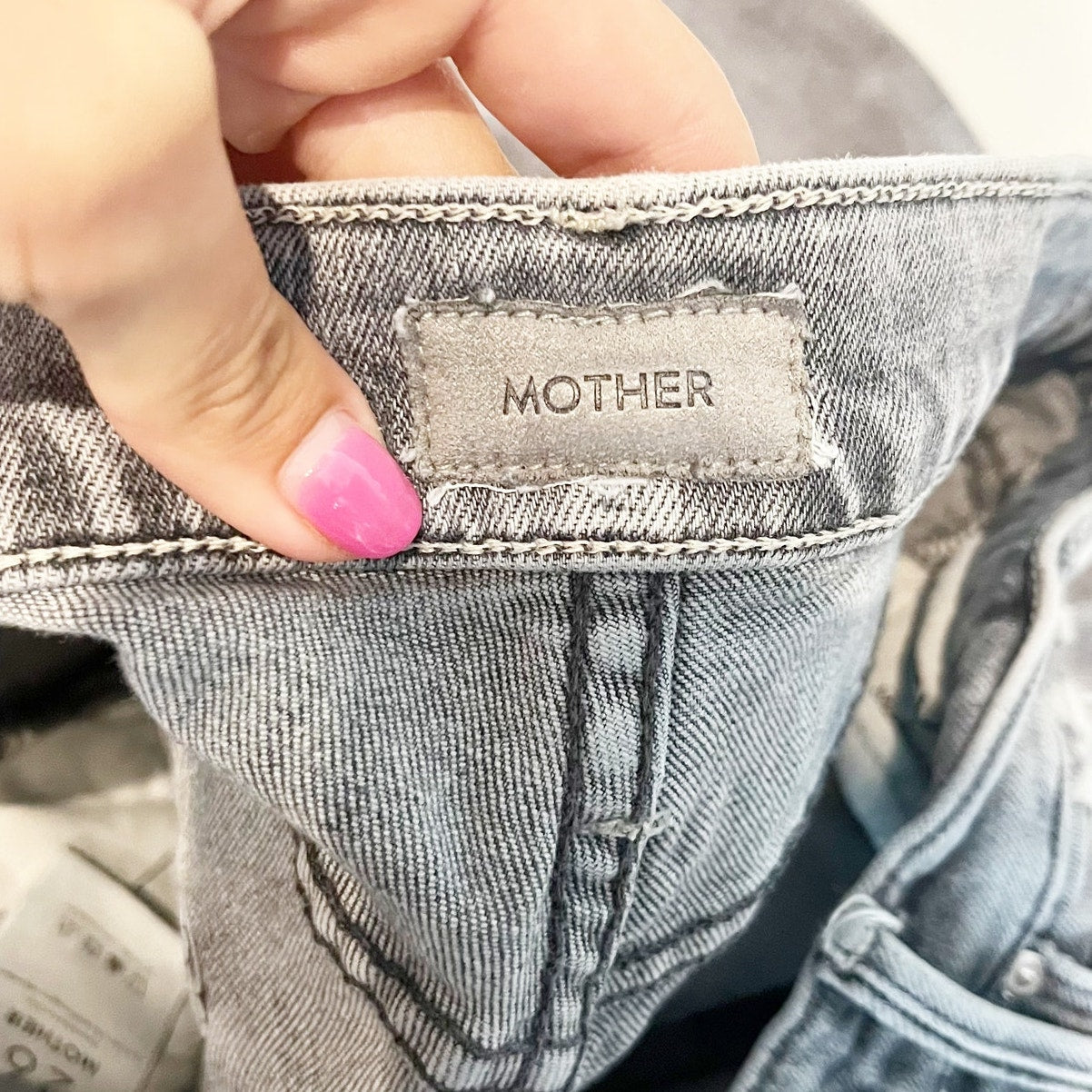 Mother The Button Fly Dazzler Ankle Straight Jeans Shadows in The Grass Gray 26
