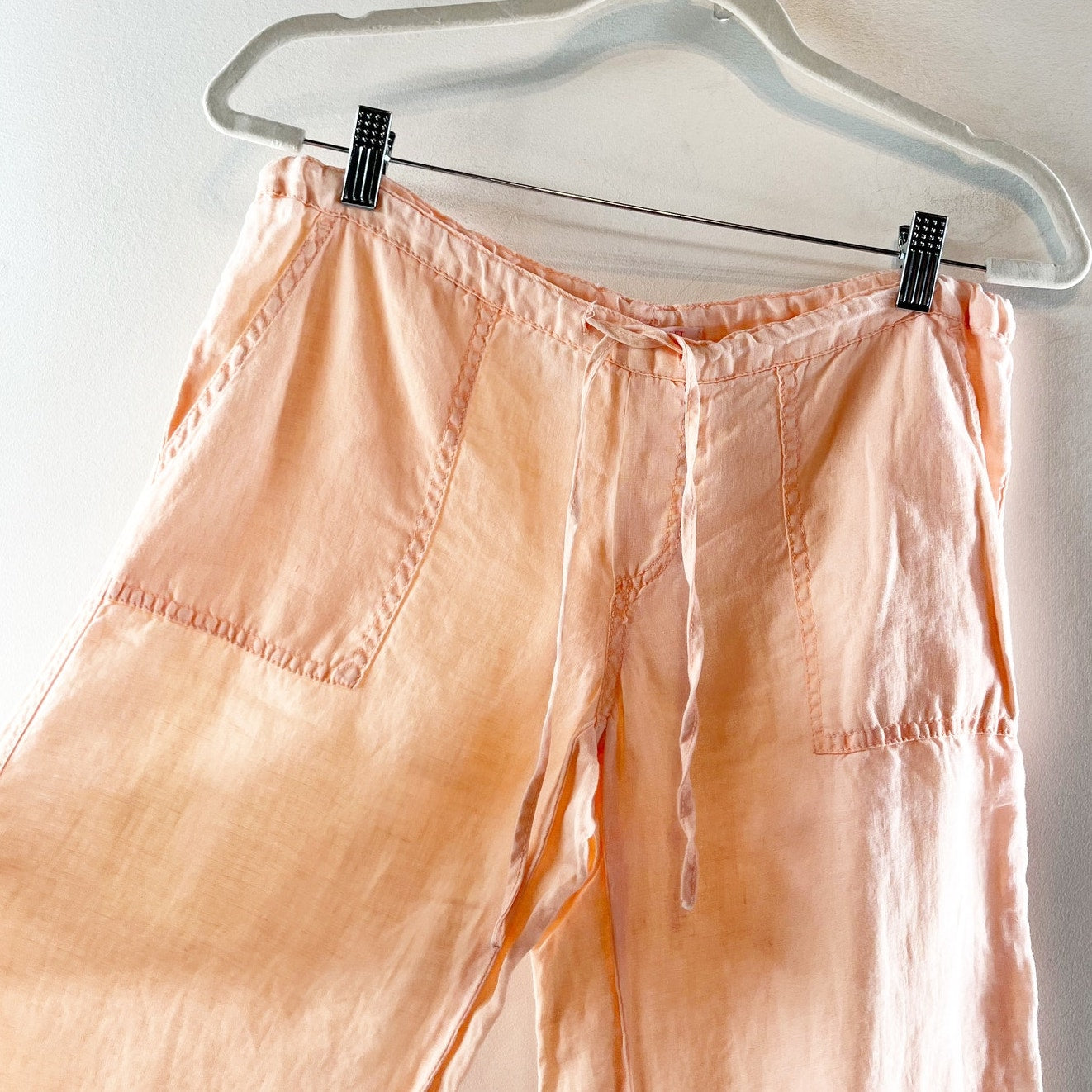 Victoria's Secret Flax Linen Low Rise Wide Leg Beach Pant Peach Orange 0