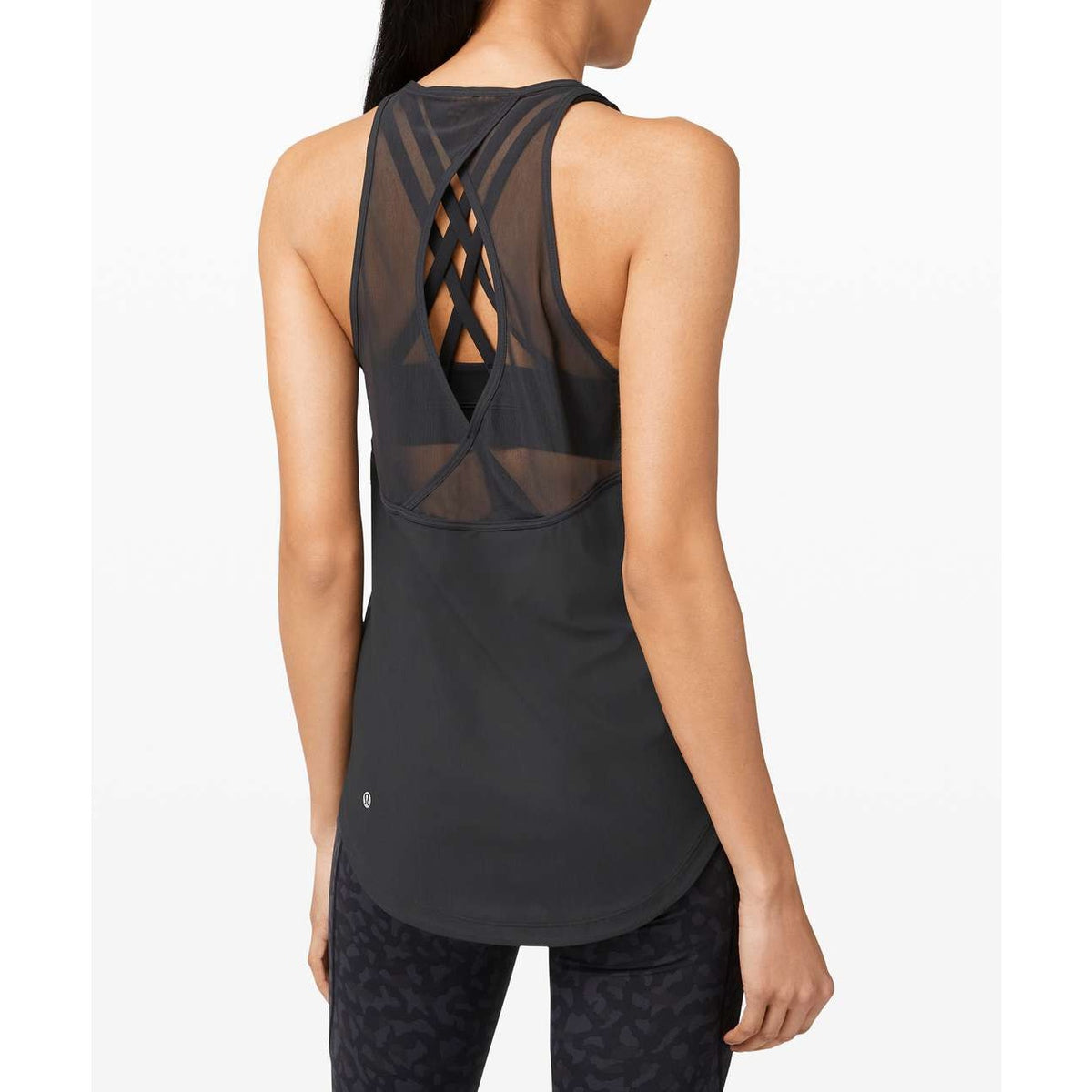 Lululemon Athletica Run Off-Route Sleeveless High Neck Mesh Back Tank Top Black