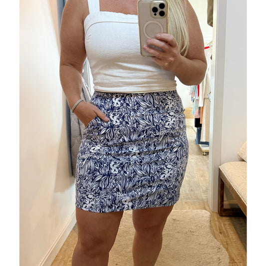 Lilly Pulitzer Luxletic Monica Printed Mini Tennis Skirt Skort Blue 12