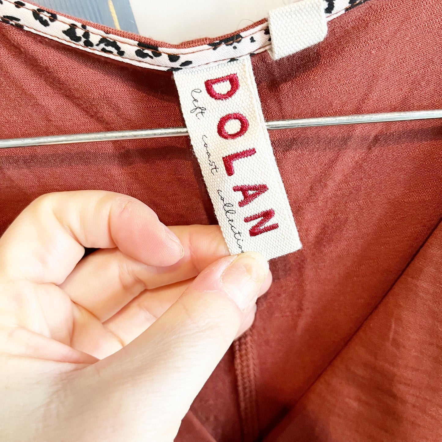 Anthropologie Dolan V Neck Long Sleeve Blouse Top Terracotta Rust Red Large