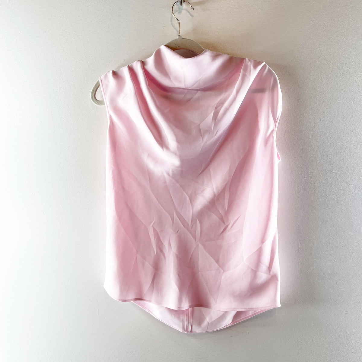 Aritzia Babton Carter Mock Neck Draped Satin Blouse Villa Pink XXS