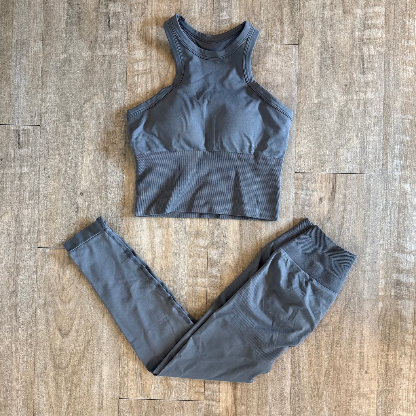 Phat Buddha Tank Top Bra and Leggings Matching Set Gray Medium / Large