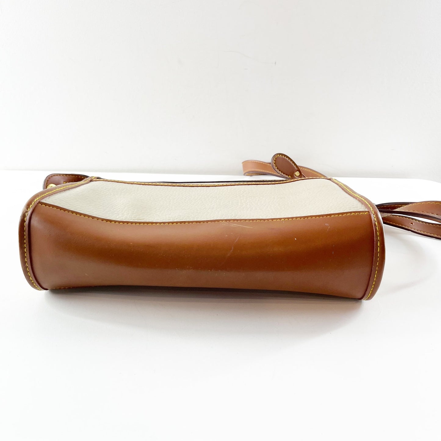 Dooney & Bourke All Weather Two Tone Vintage Crossbody Bag Purse Cream Brown