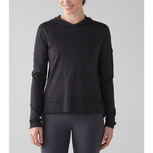 Lululemon Squad Goals Hoodie Sheer Luon Pebble Jacquard V2 Black Blue Tied 6