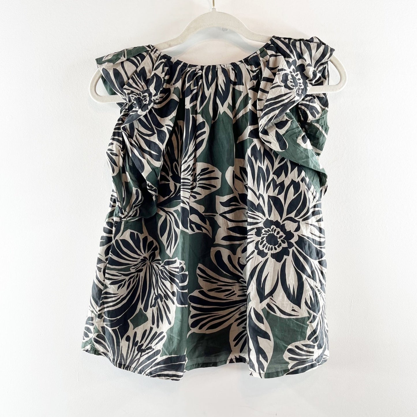 Velvet by Graham & Spencer Kadence Cotton Silk Flutter Sleeve Top Green XS