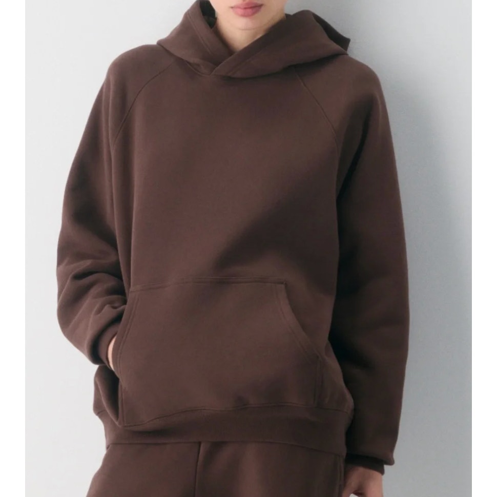 Aritzia Sweatfleece Mega Fit Pullover Sweatshirt Hoodie Brown Large