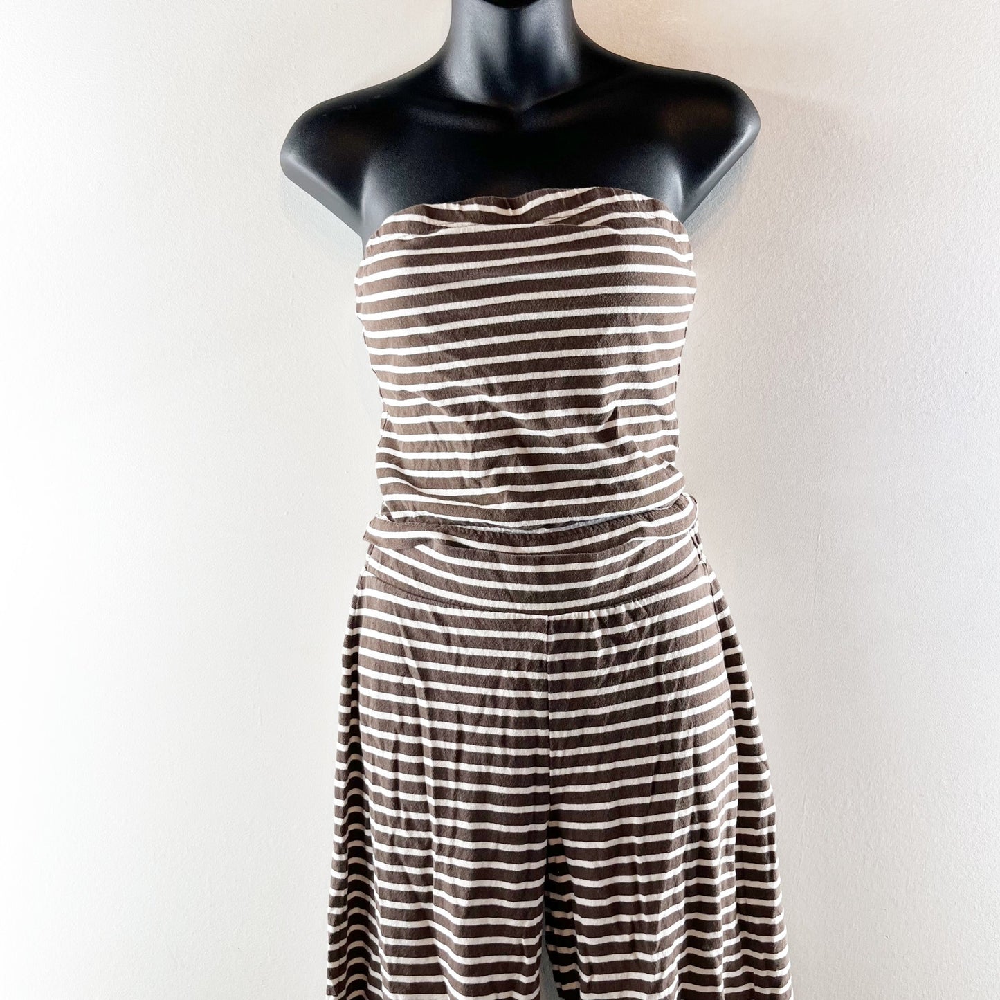 Free People Sailor Tube Top and Pants Striped Matching Set Coconut Milk Combo XS