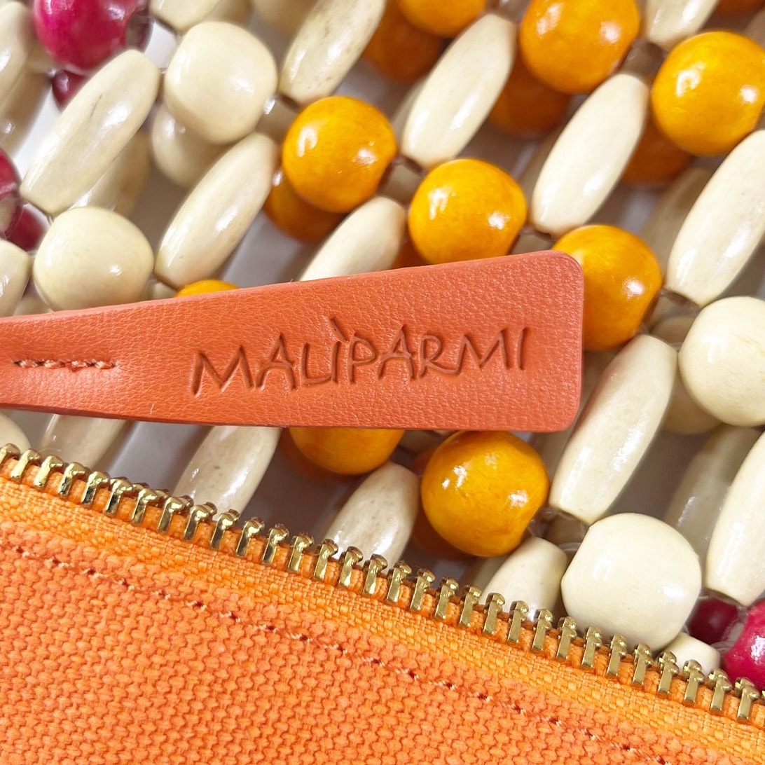 Maliparmi Crossbody Rectangle Beaded Bag Purse Purple Orange