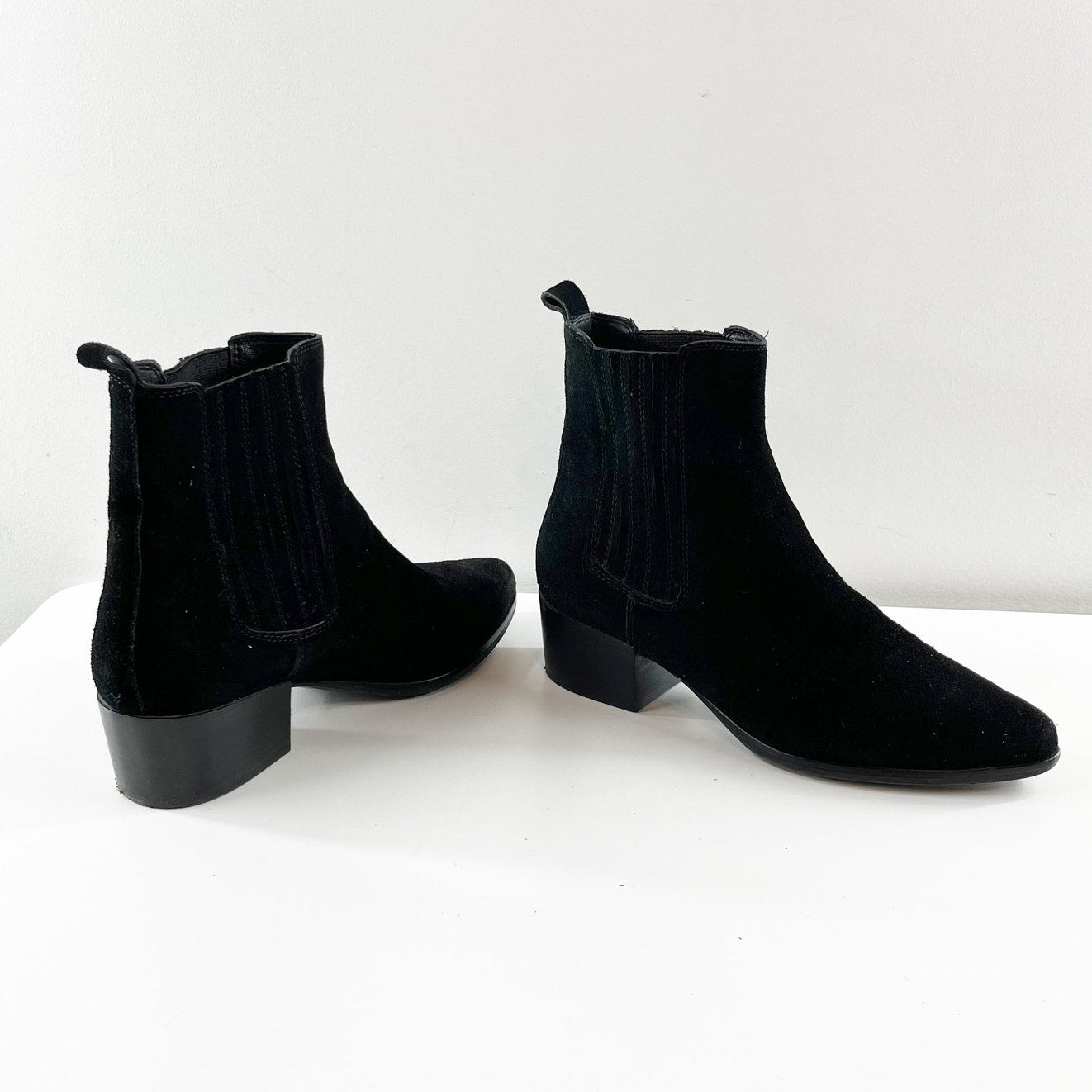 Banana Republic Suede Pull On Ankle Boots Booties Black 9