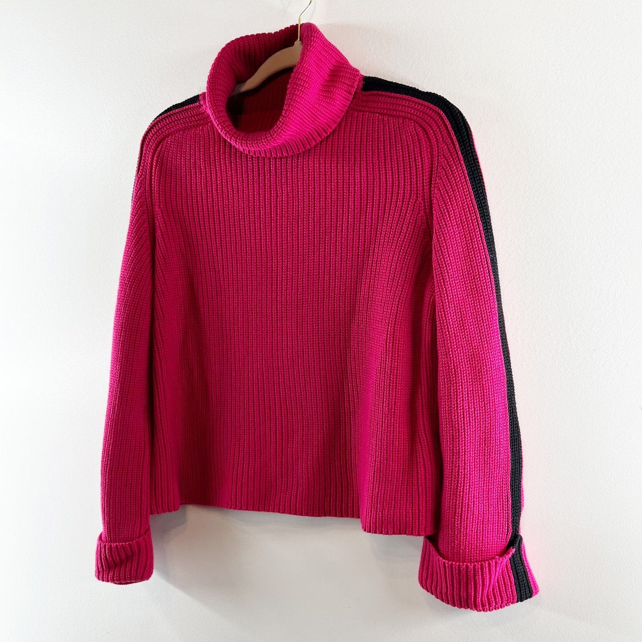 525 Vida Long Sleeve Turtleneck Pullover Knit Sweater Ruby Red Multi Small